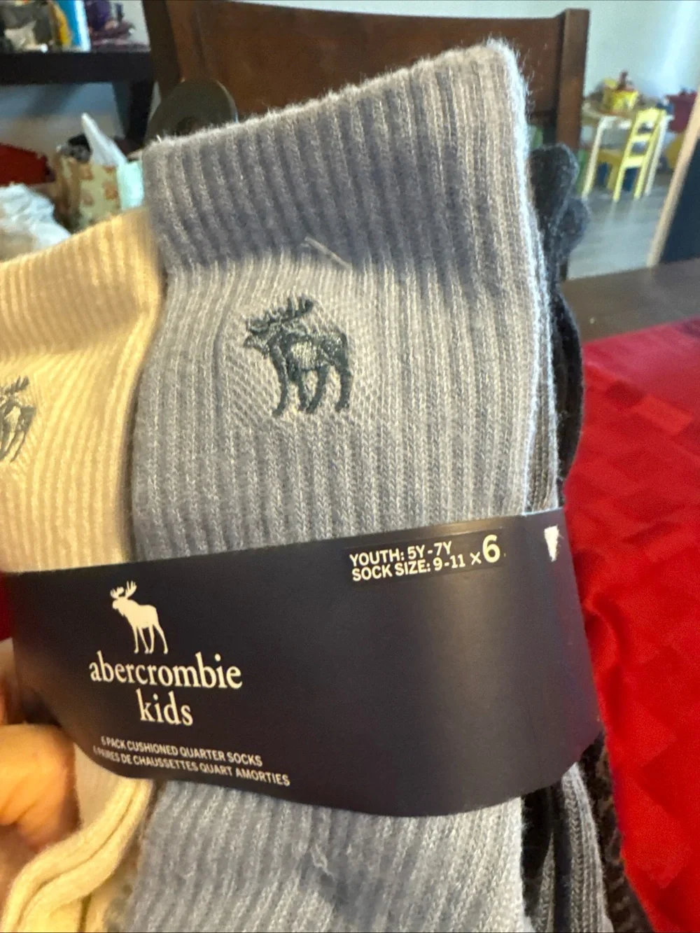 Abercrombie Kids Baby Blue & Cream Cushioned Quarter Socks - 6 Pack